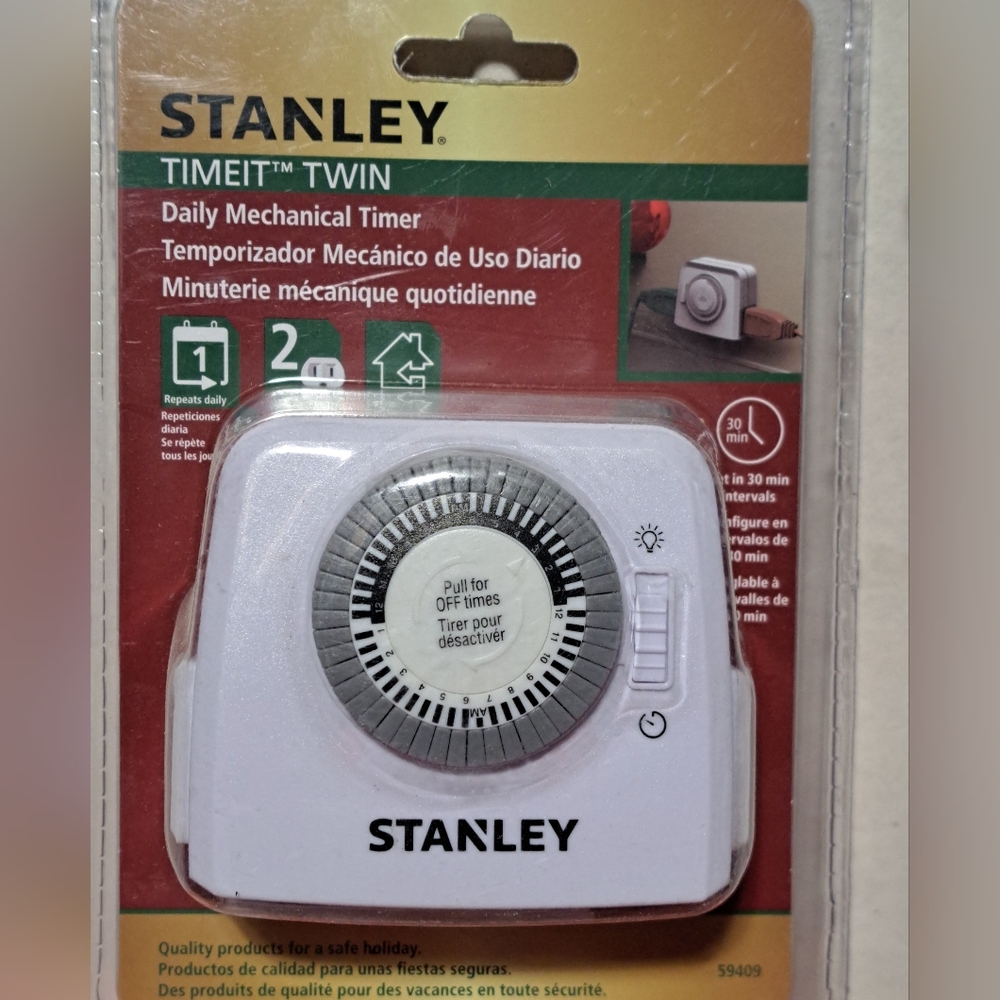 Stanley Timeit Twin White Daily Mechanical Timer
